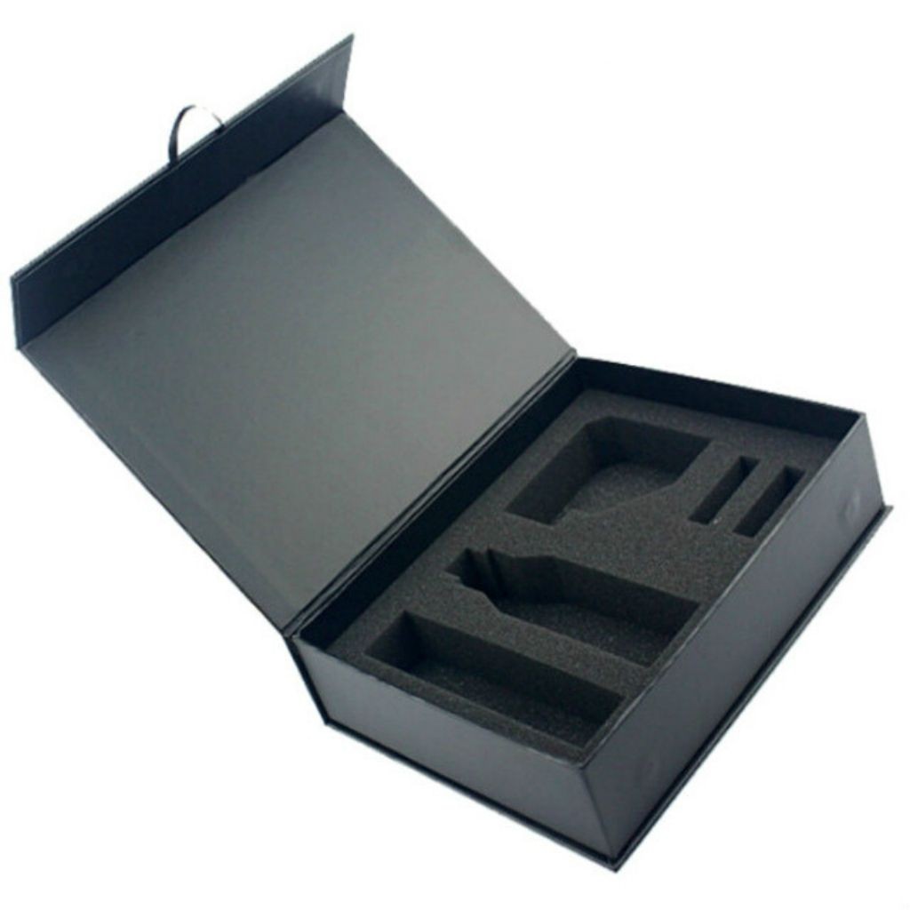 Custom Mini Order Black Cardboard Book Magnet Box Key Luxury Packaging With  Foam